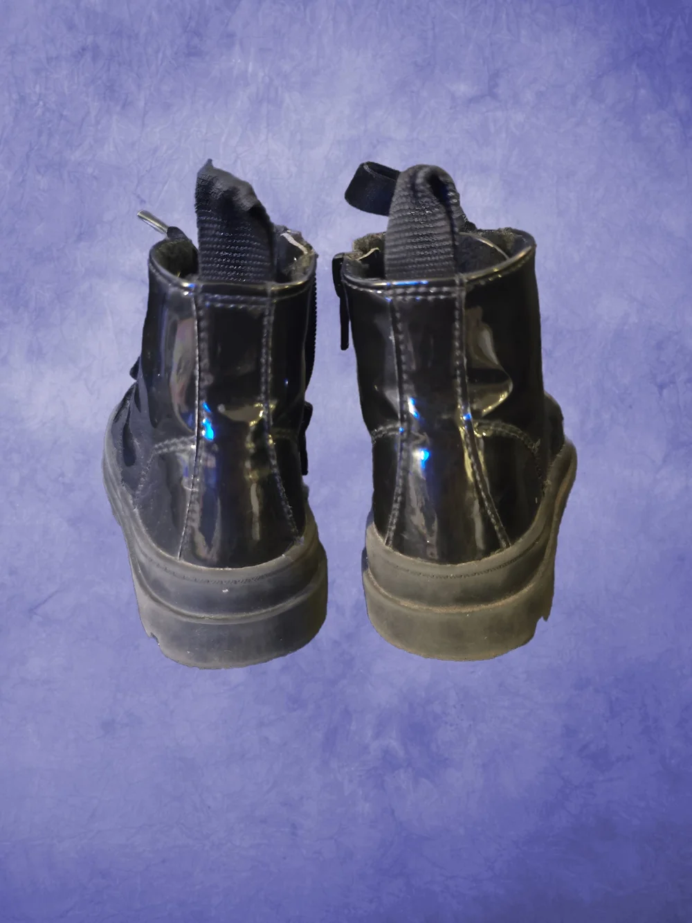 H&M Toddler Black Combat Ankle Boots Velvet Lace-Up Side Zipper Size 7.5